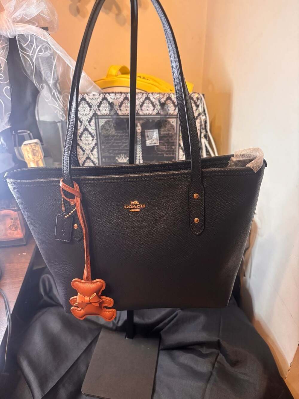 Coach Crossgrain Leather City Zip Tote Handbag Midnight Blue - Picture 7 of 8